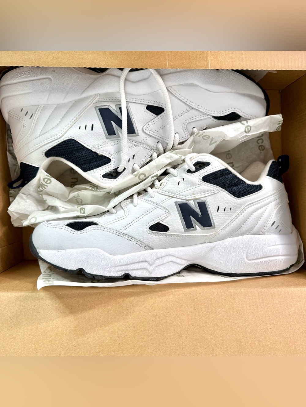 NEW BALANCE MX608 Men’s 12D NEW IN BOX Cross Training White Navy Leather Sneaker - Picture 6 of 14